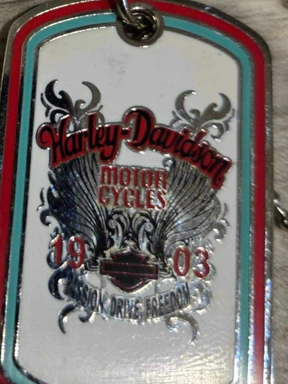Women Harley-Davidson wing red color necklace keychain two in one love the sayin